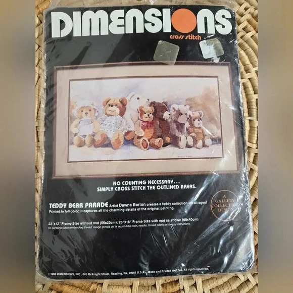 NWT Vintage Dimensions 1980s Bear Cottagecore Cross Stitch Kit - Picture 7 of 7